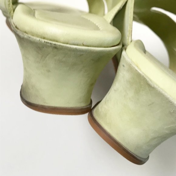 Sudini Lime Green Open Toe Wedge Sandals - Picture 9 of 10
